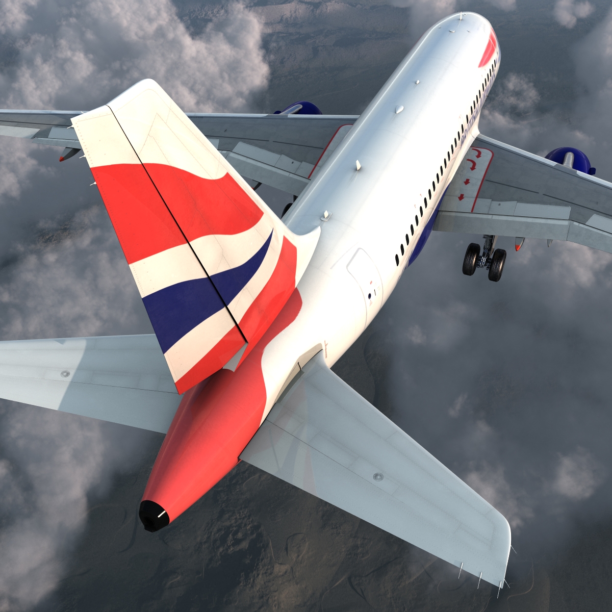 Airbus A318 British Airways Rigged 3D model