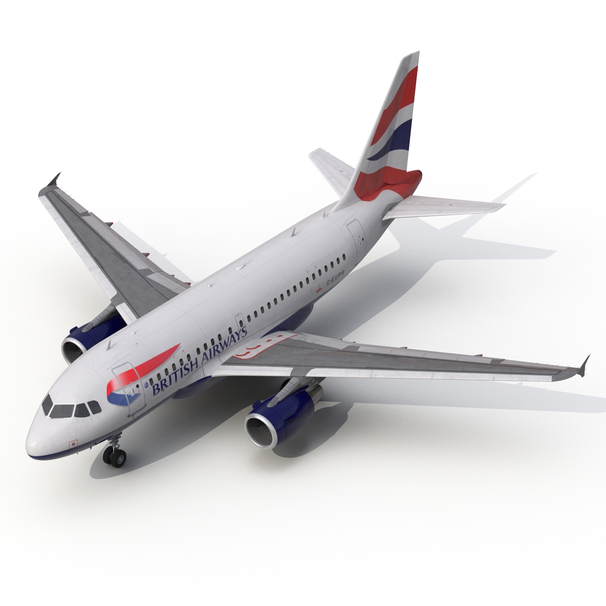 Airbus A318 British Airways Rigged 3D model