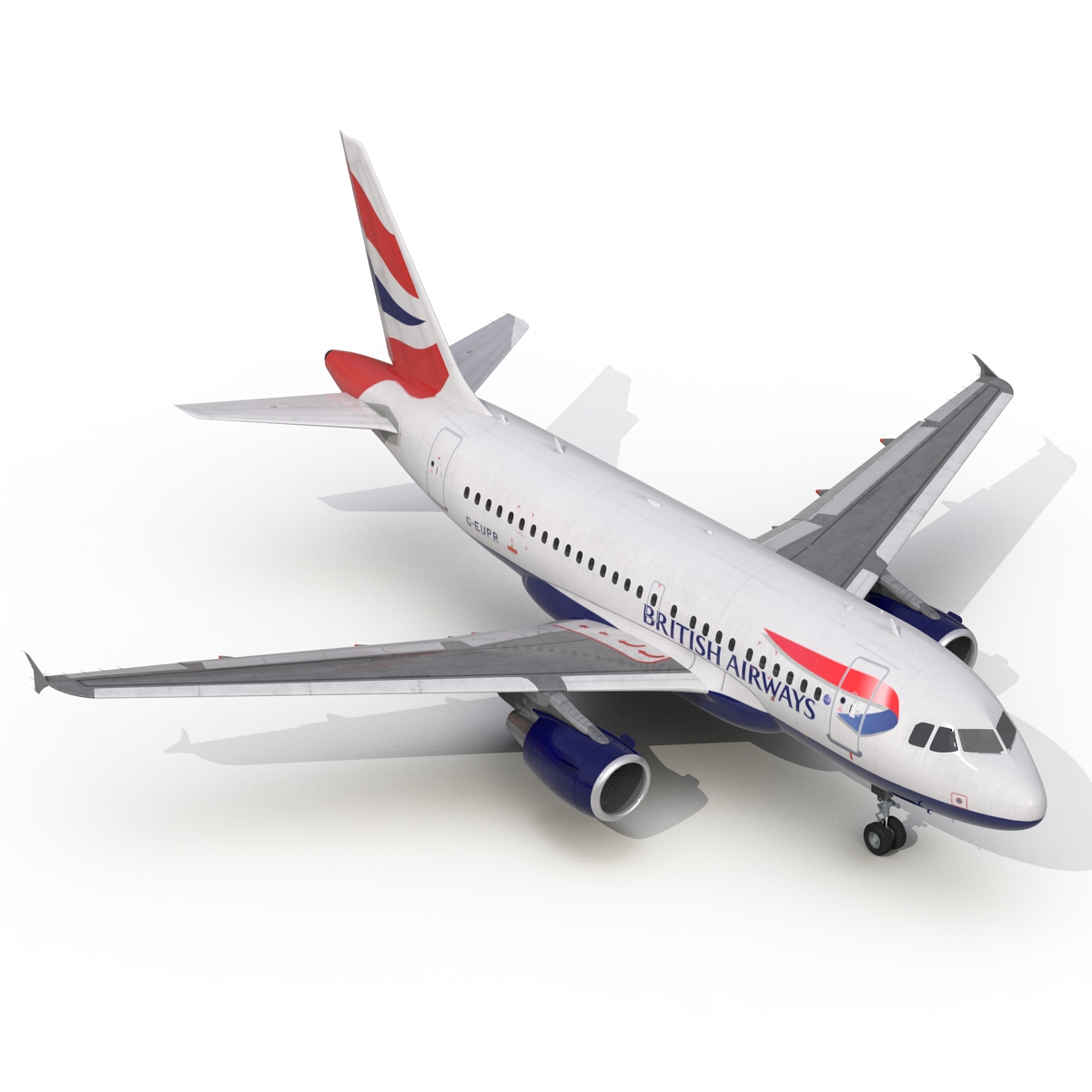 Airbus A318 British Airways Rigged 3D model