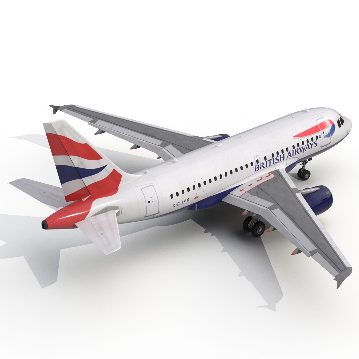 Airbus A318 British Airways Rigged 3D model