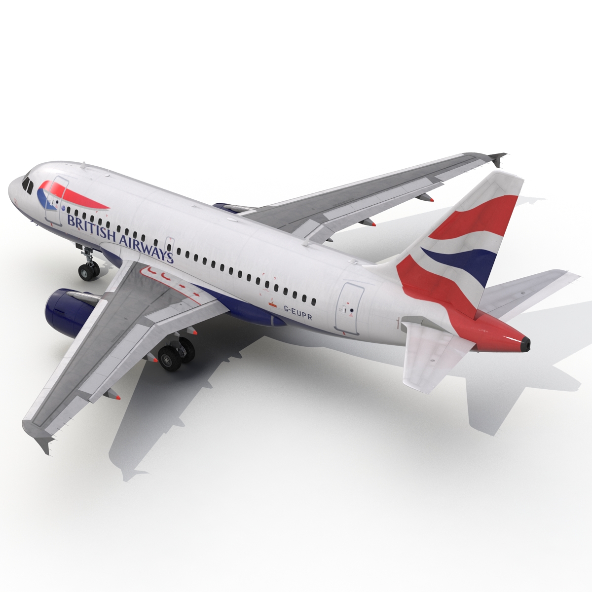 Airbus A318 British Airways Rigged 3D model