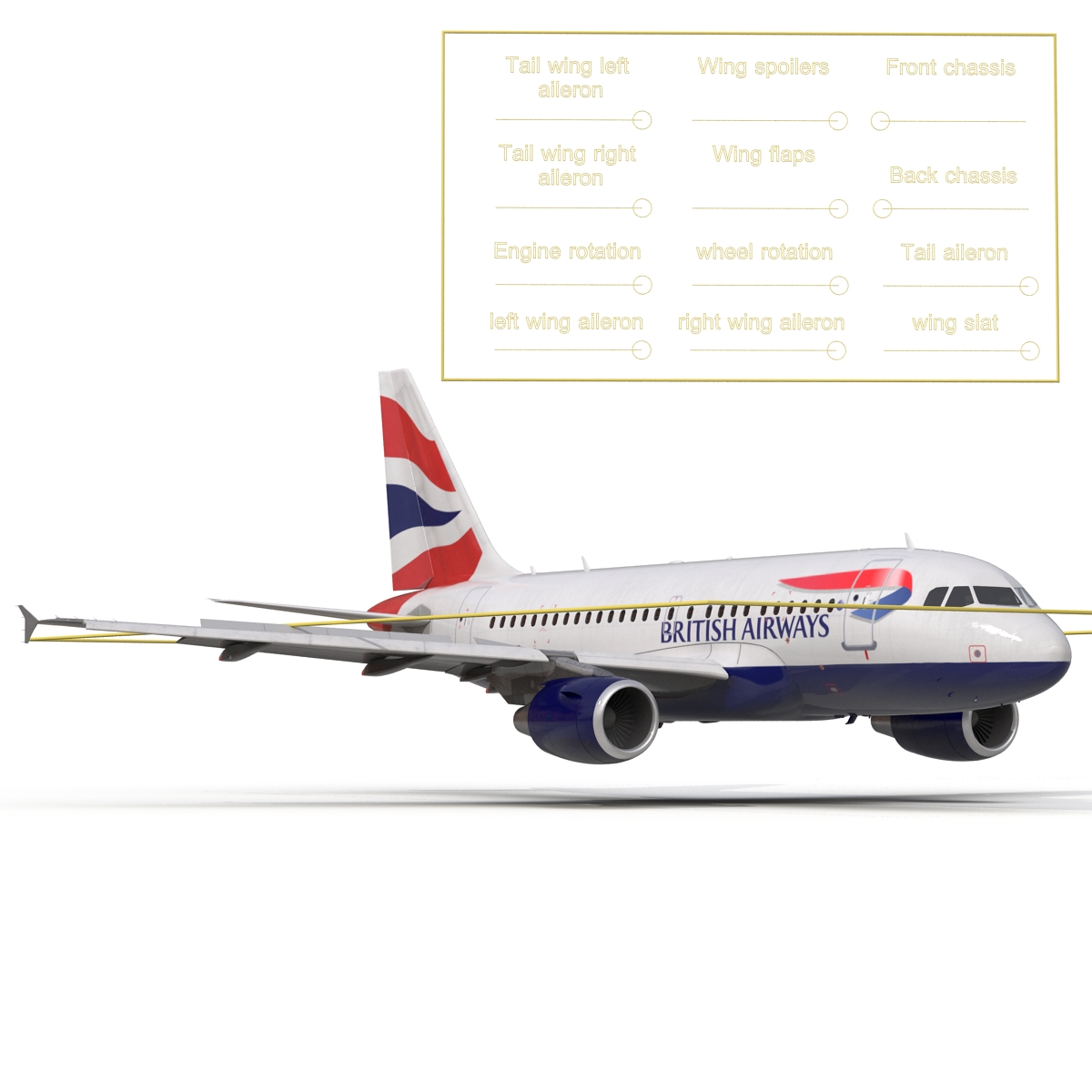 Airbus A318 British Airways Rigged 3D model