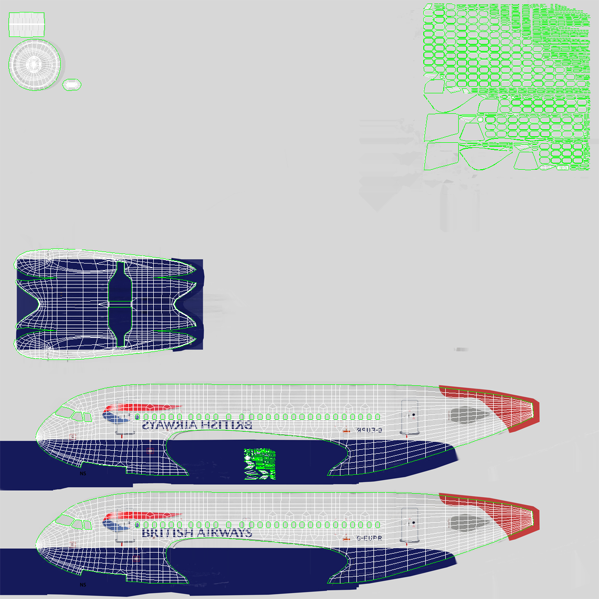 Airbus A318 British Airways Rigged 3D model