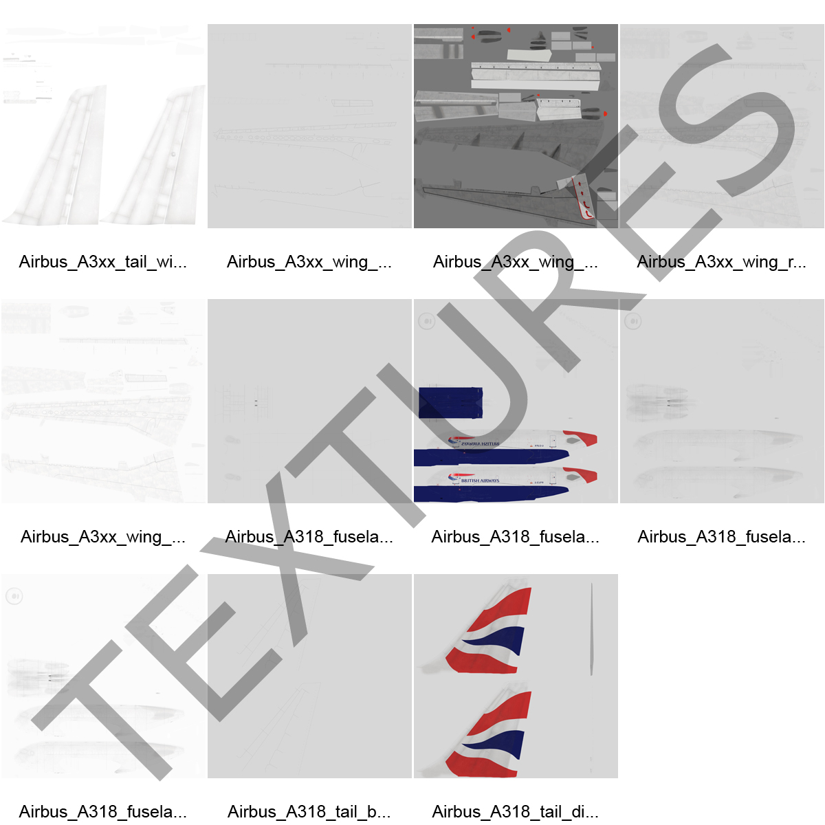 Airbus A318 British Airways Rigged 3D model