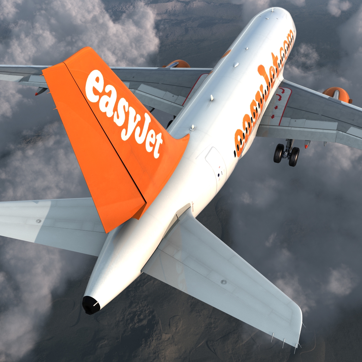 3D Airbus A318 EasyJet Rigged