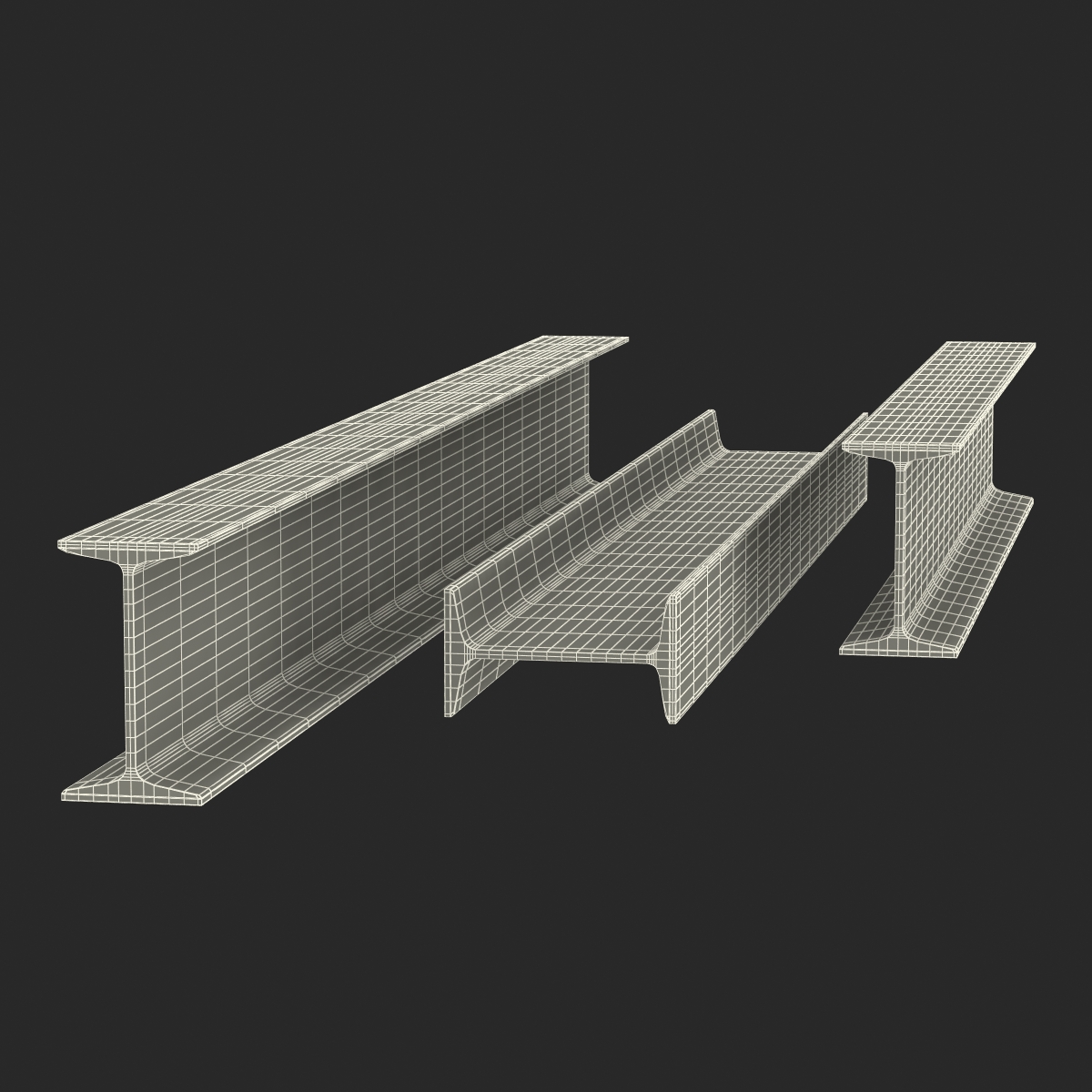 Iron Beams Set 3D model