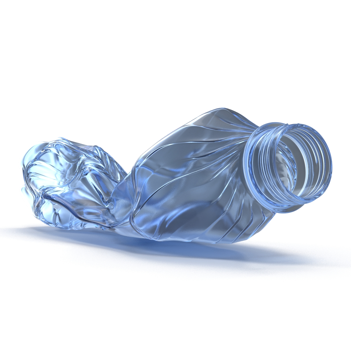 Crushed Plastic Bottle Blue 3D