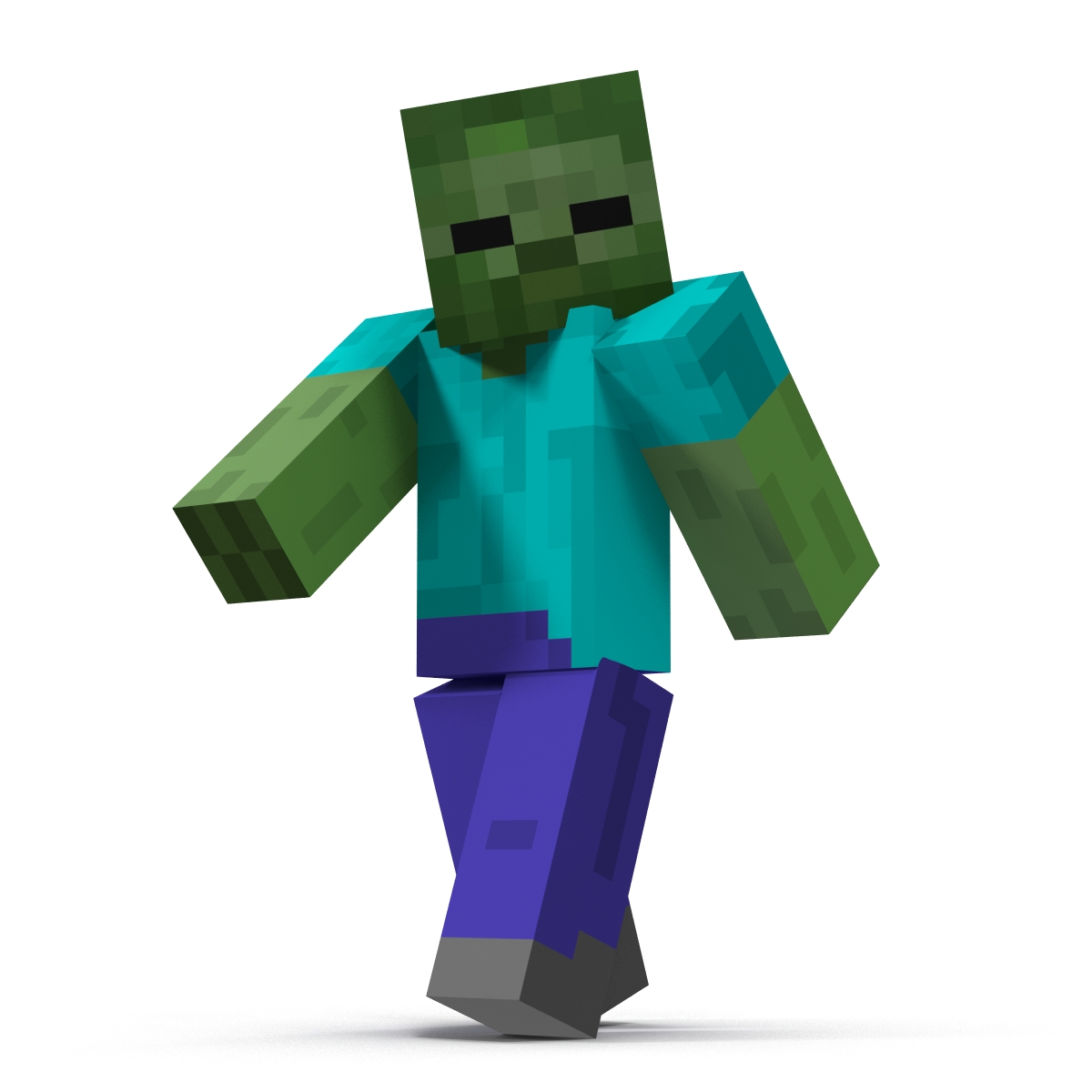 3D Minecraft Zombie Rigged model