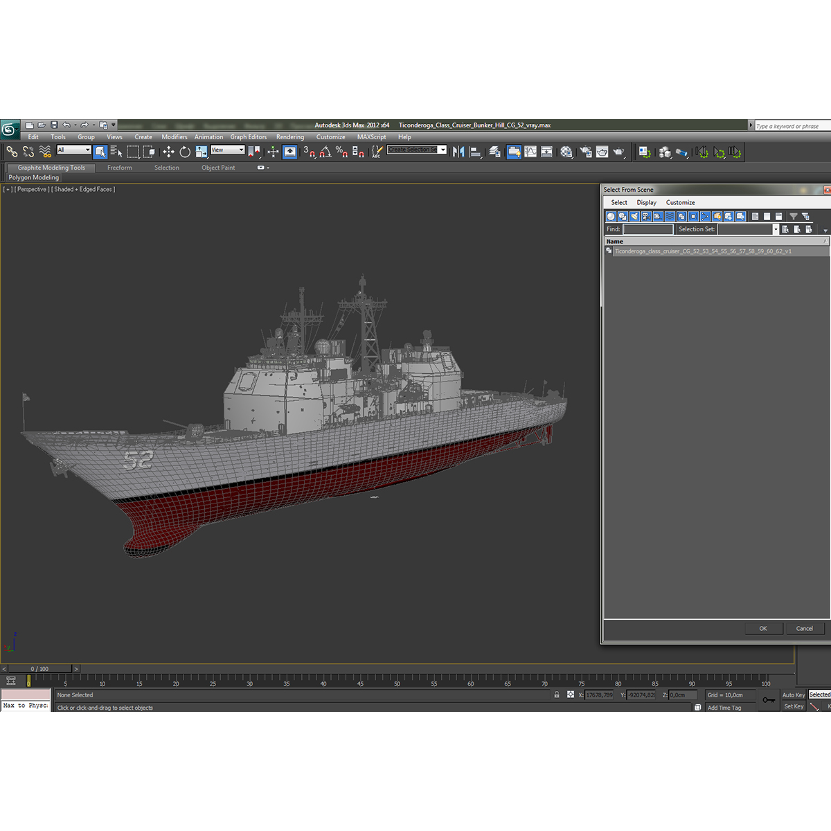 3D Ticonderoga Class Cruiser Bunker Hill CG 52 model