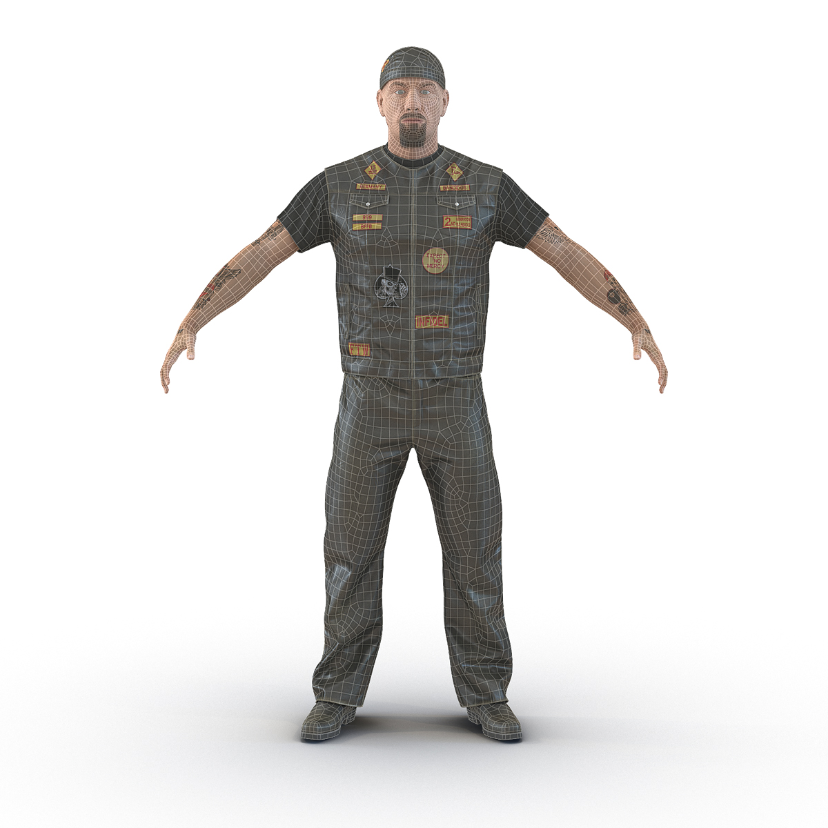 3D Biker Man with Fur model