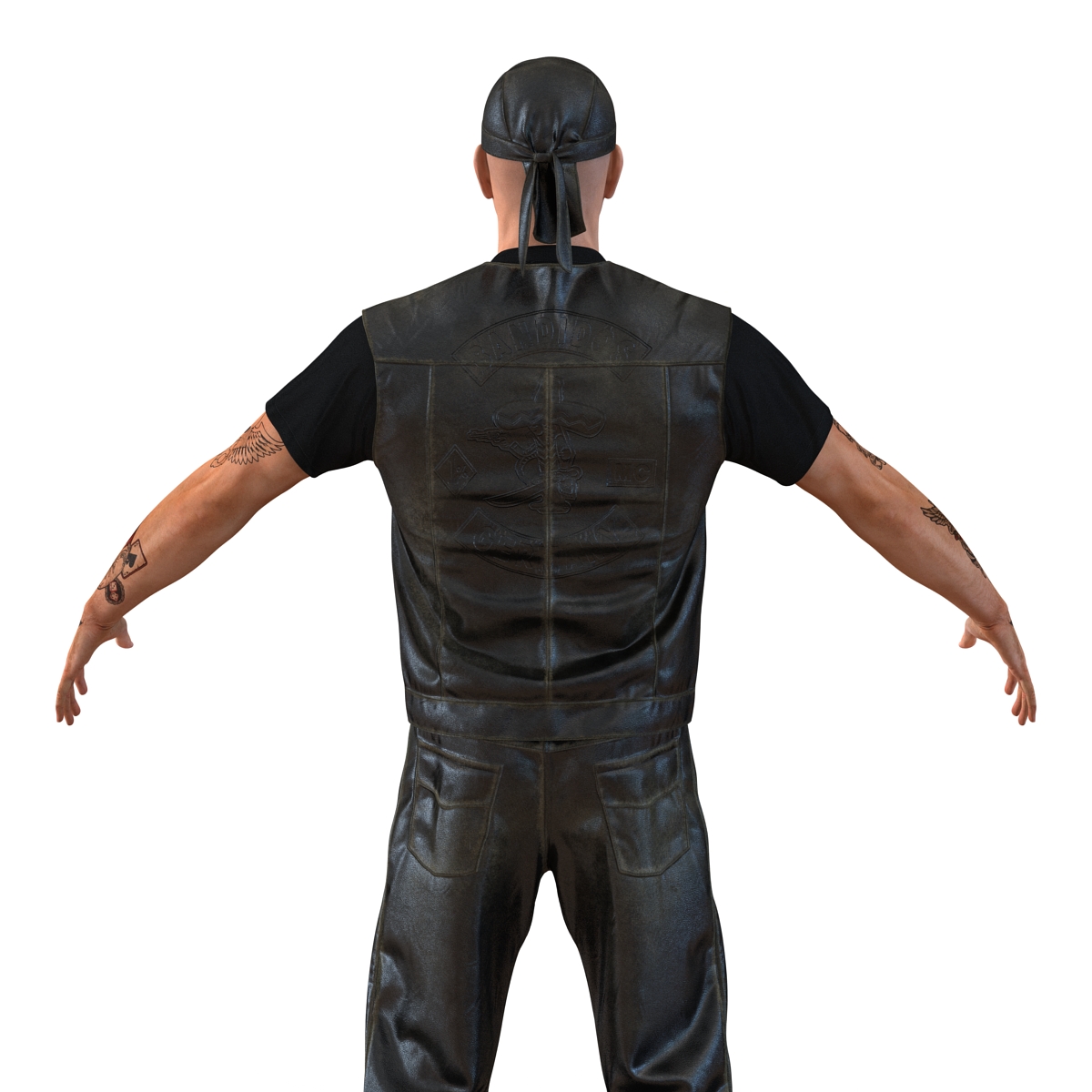 3D Biker Man Generic Rigged with Fur model