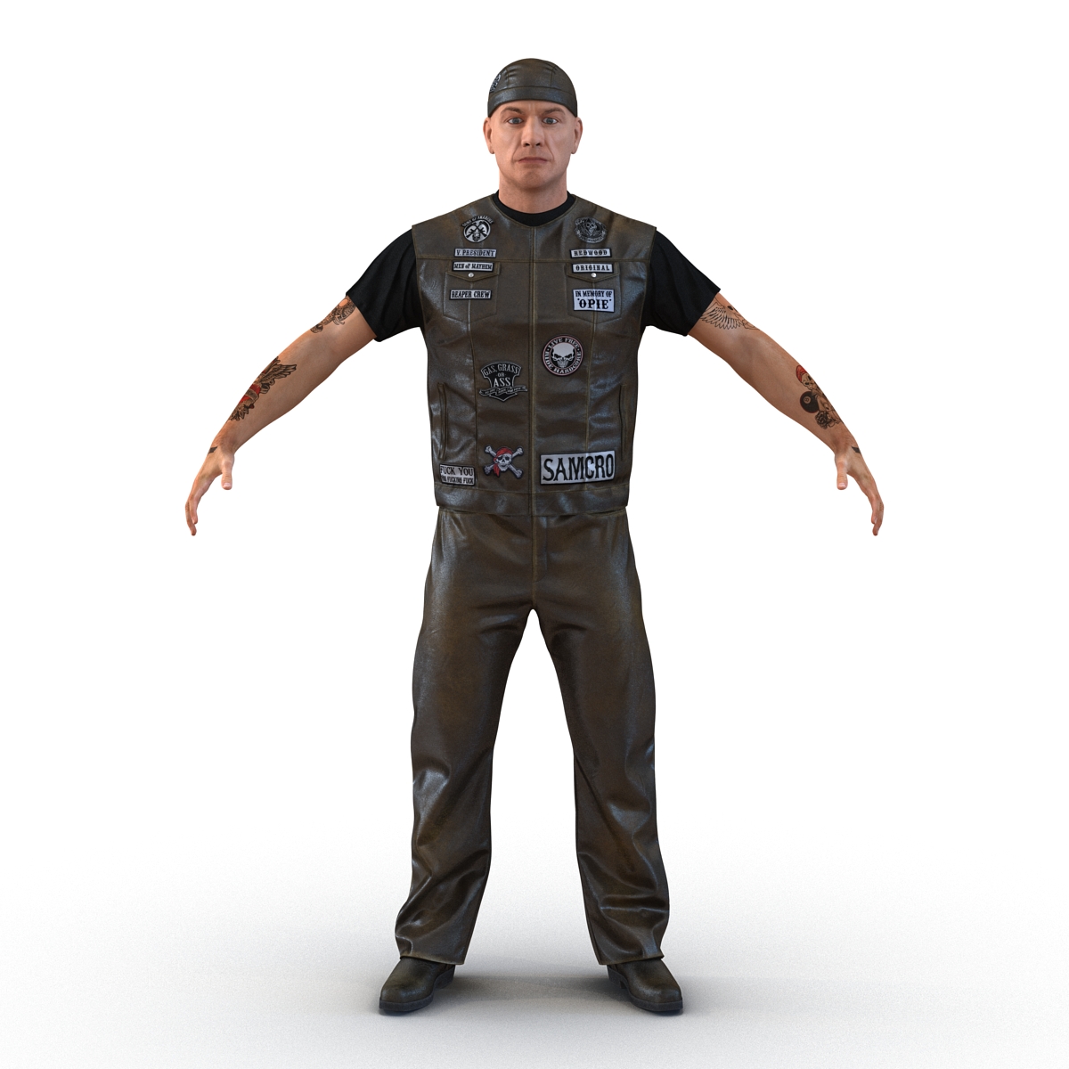 3D Biker Man Rigged 2 model