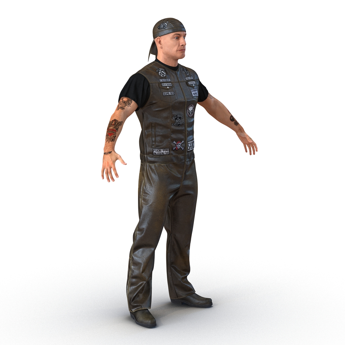 3D Biker Man Rigged 2 model