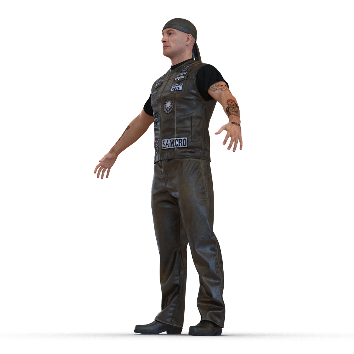 3D Biker Man Rigged 2 model