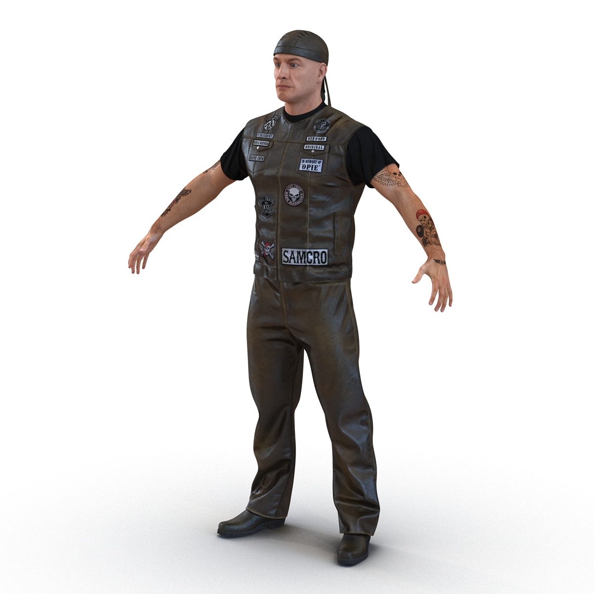 3D Biker Man Rigged 2 model