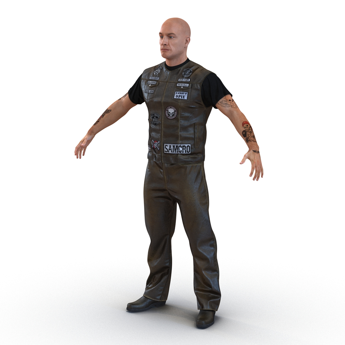 3D Biker Man Rigged 2 model