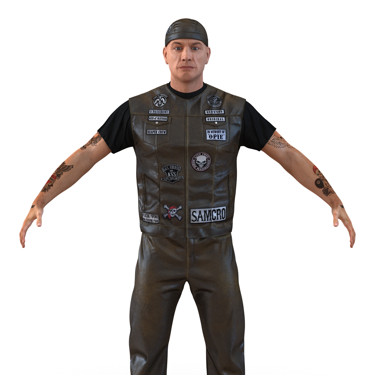 3D Biker Man Rigged 2 model