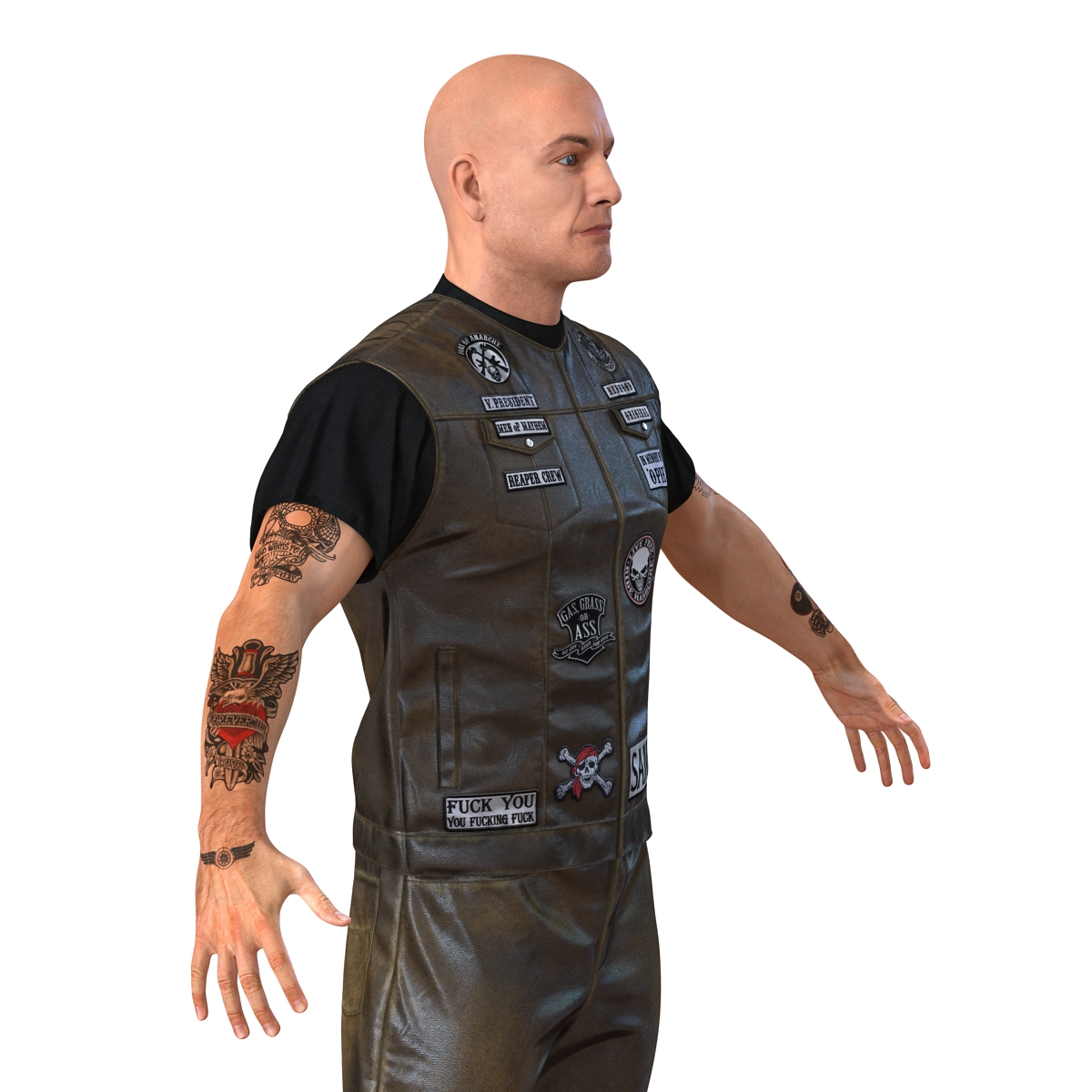 3D Biker Man Rigged 2 model