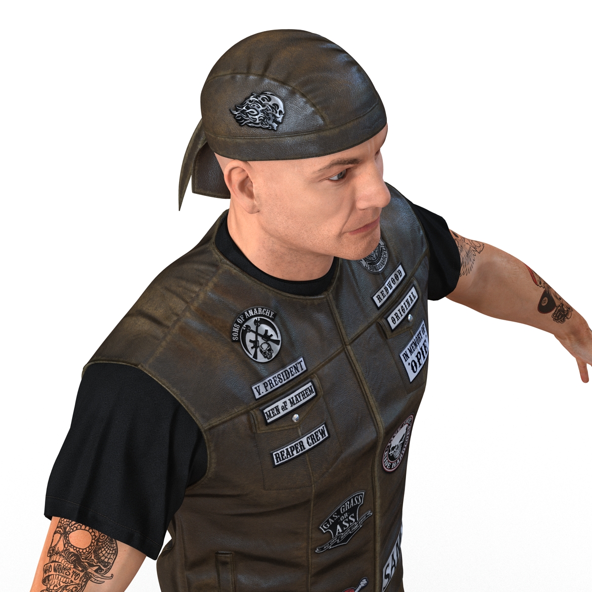 3D Biker Man Rigged 2 model