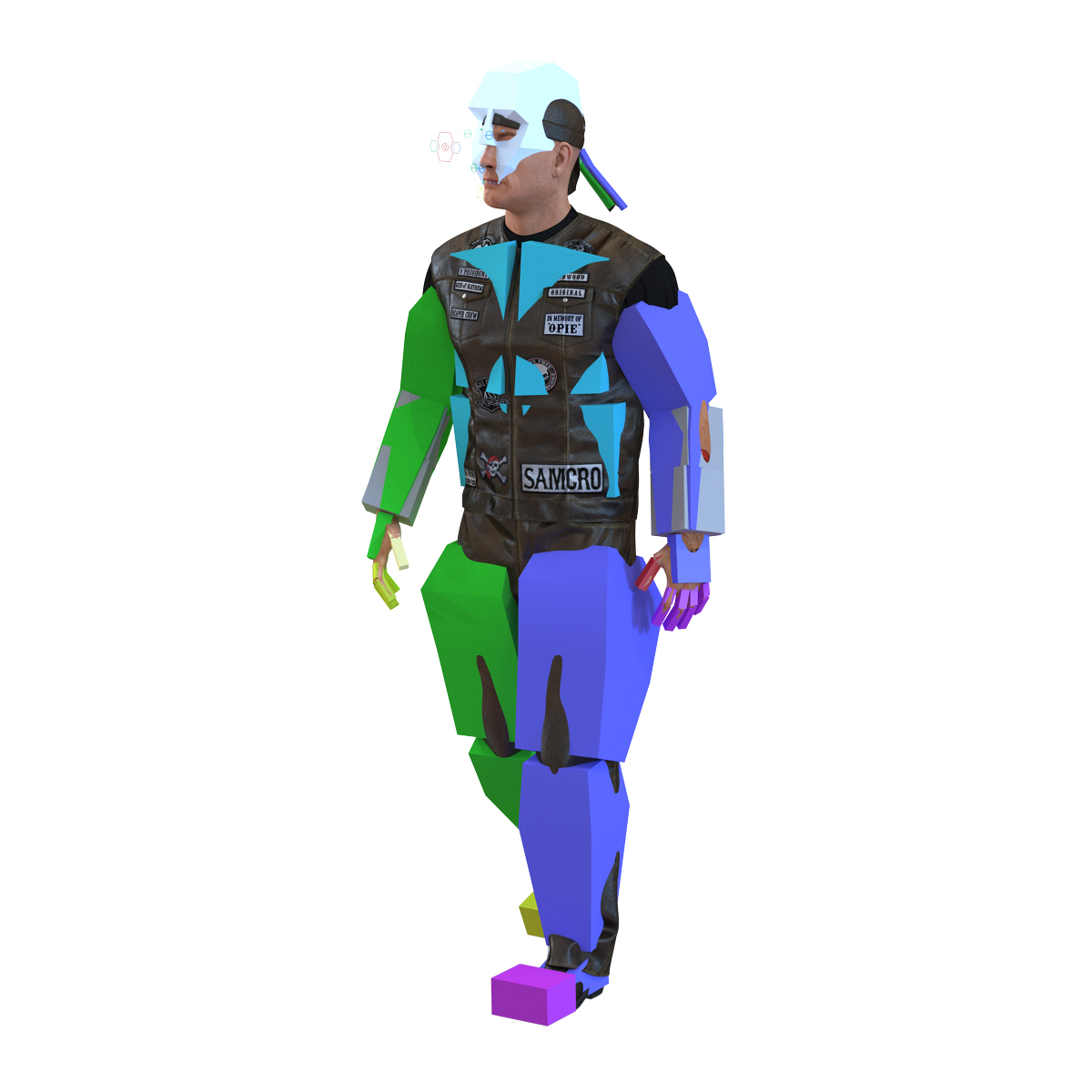 3D Biker Man Rigged 2 model