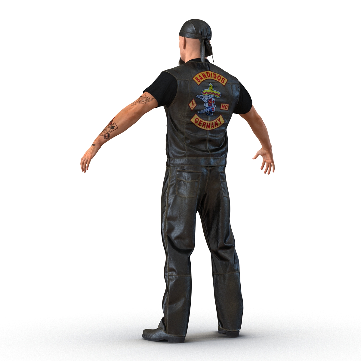 3D model Biker Man Rigged with Fur