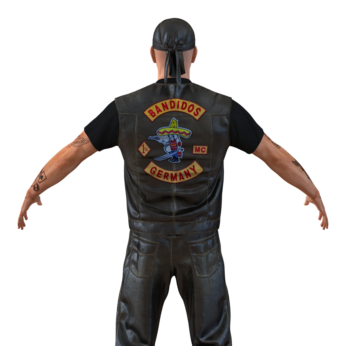 3D model Biker Man Rigged with Fur