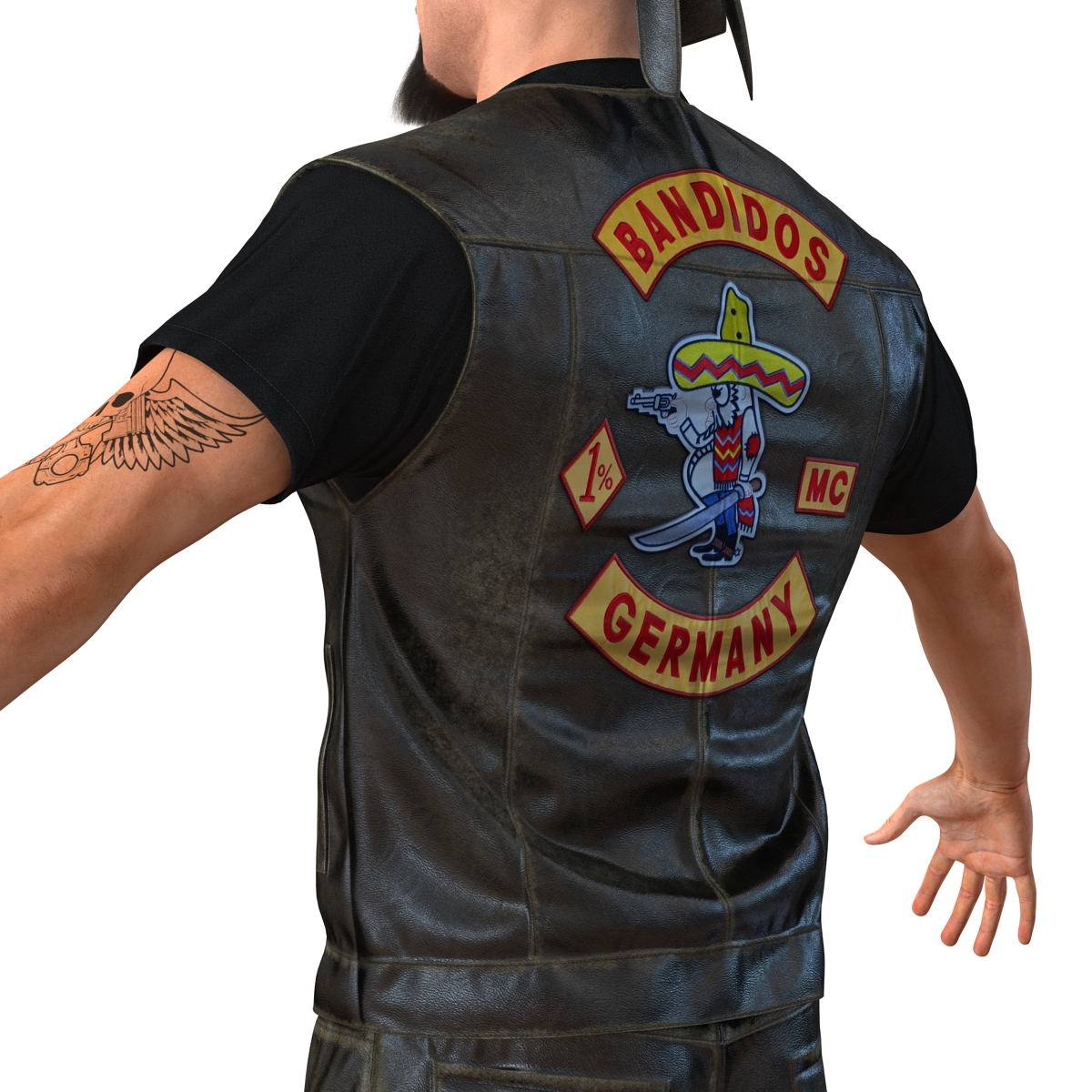 3D model Biker Man Rigged with Fur