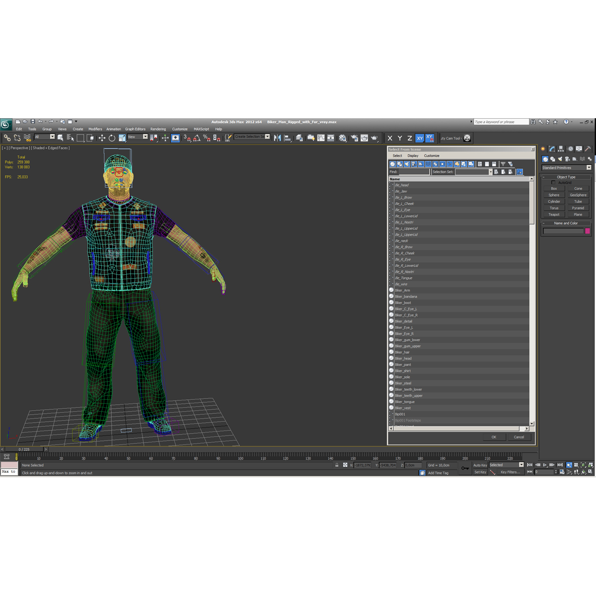 3D model Biker Man Rigged with Fur