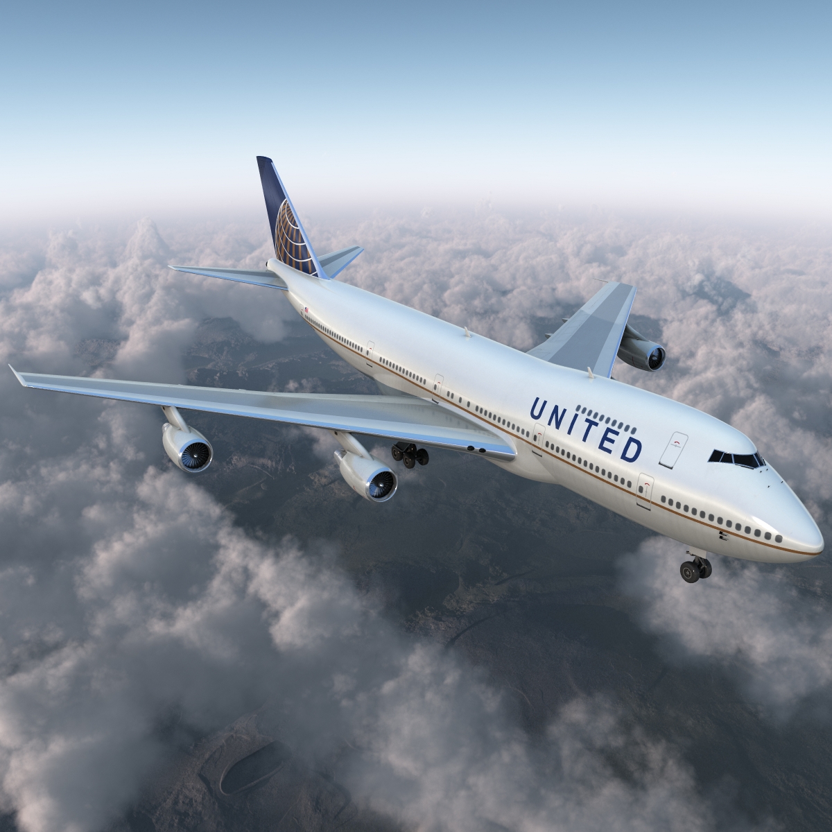 Boeing 747 200B United 3D