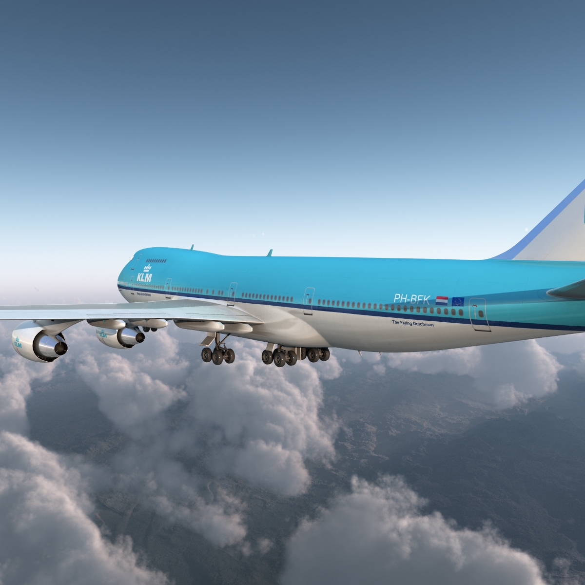 3D Boeing 747 200B KLM Rigged