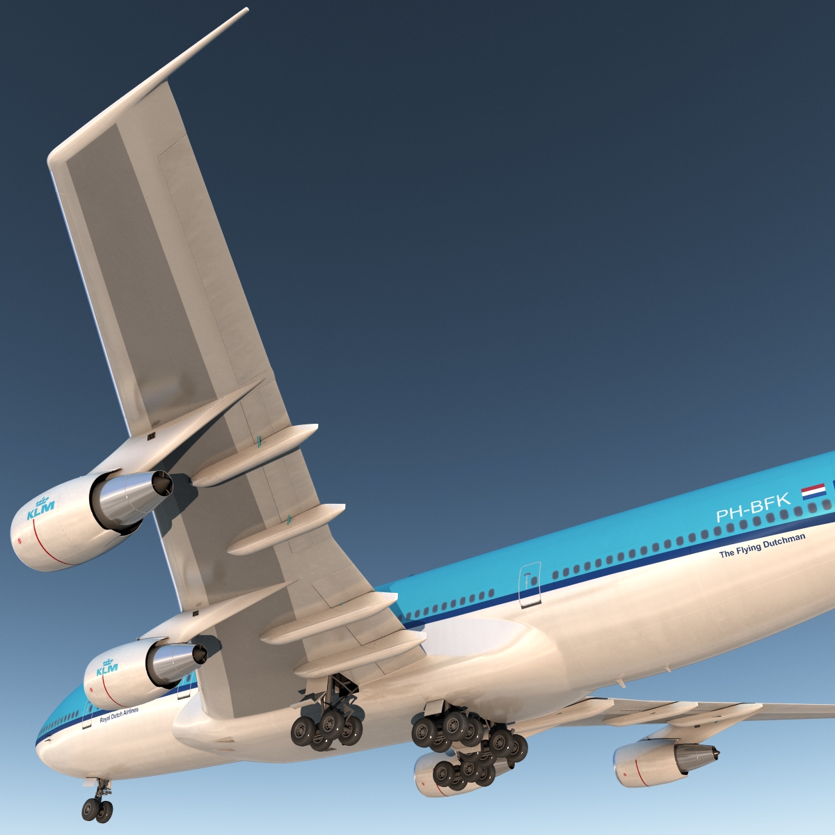 3D Boeing 747 200B KLM Rigged