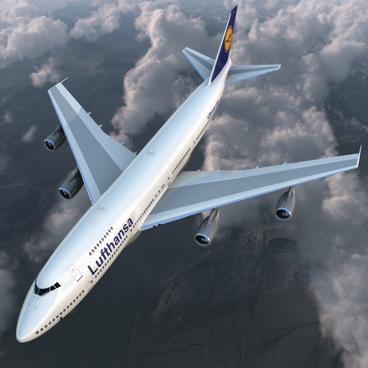 Boeing 747 200B Lufthansa Rigged 3D