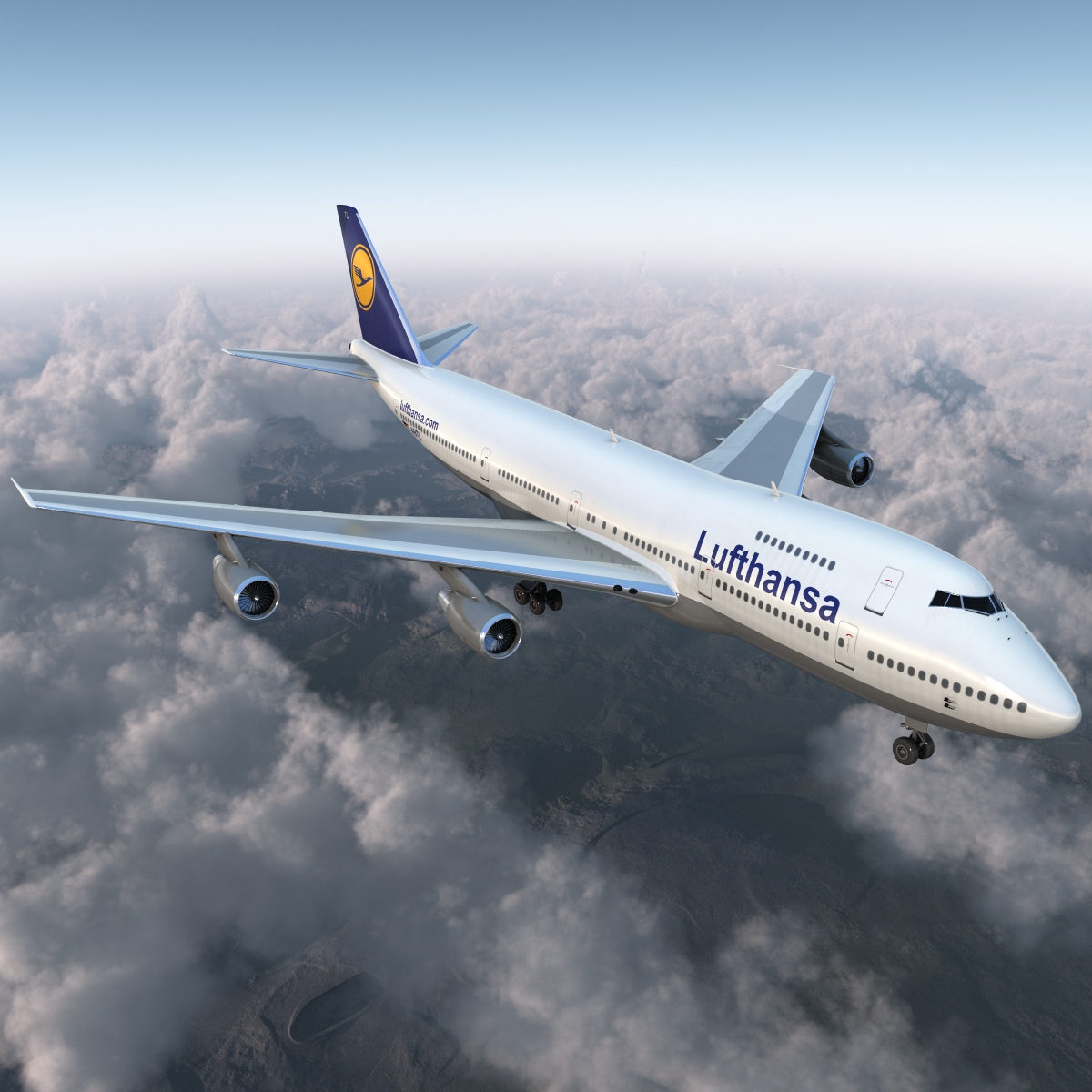 Boeing 747 200B Lufthansa Rigged 3D