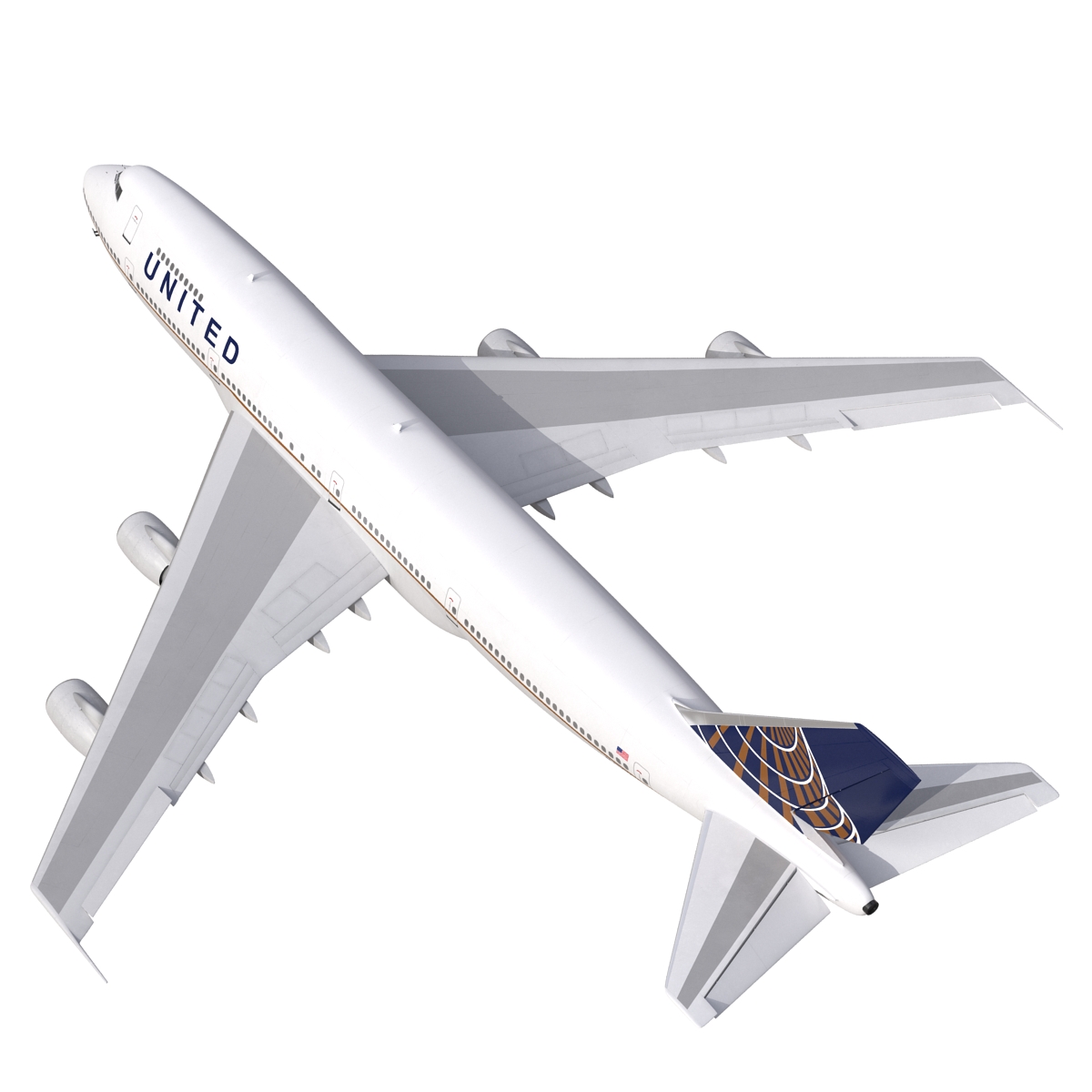 Boeing 747 200B United Rigged 3D model