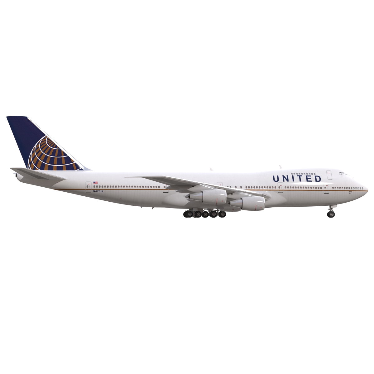 Boeing 747 200B United Rigged 3D model