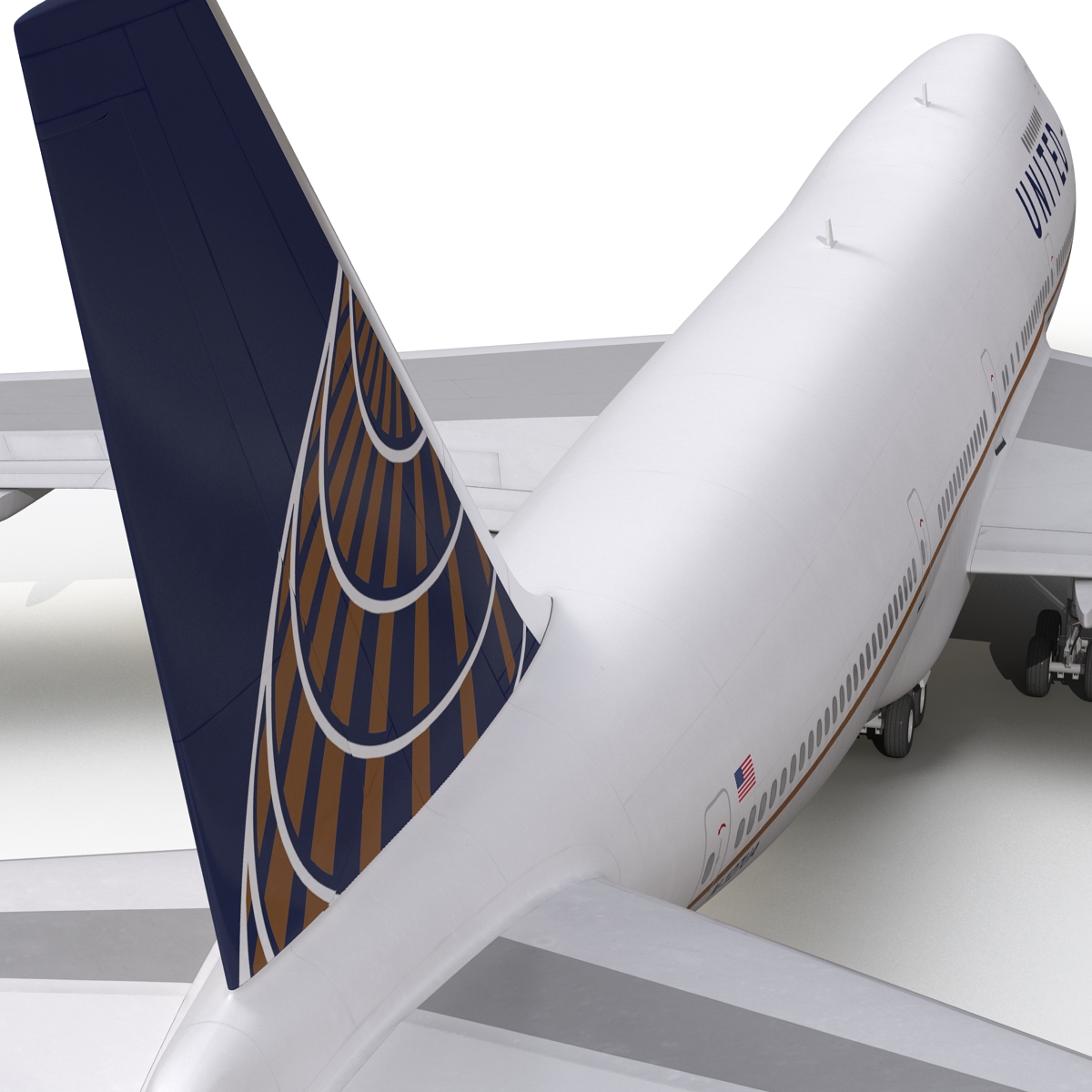 Boeing 747 200B United Rigged 3D model