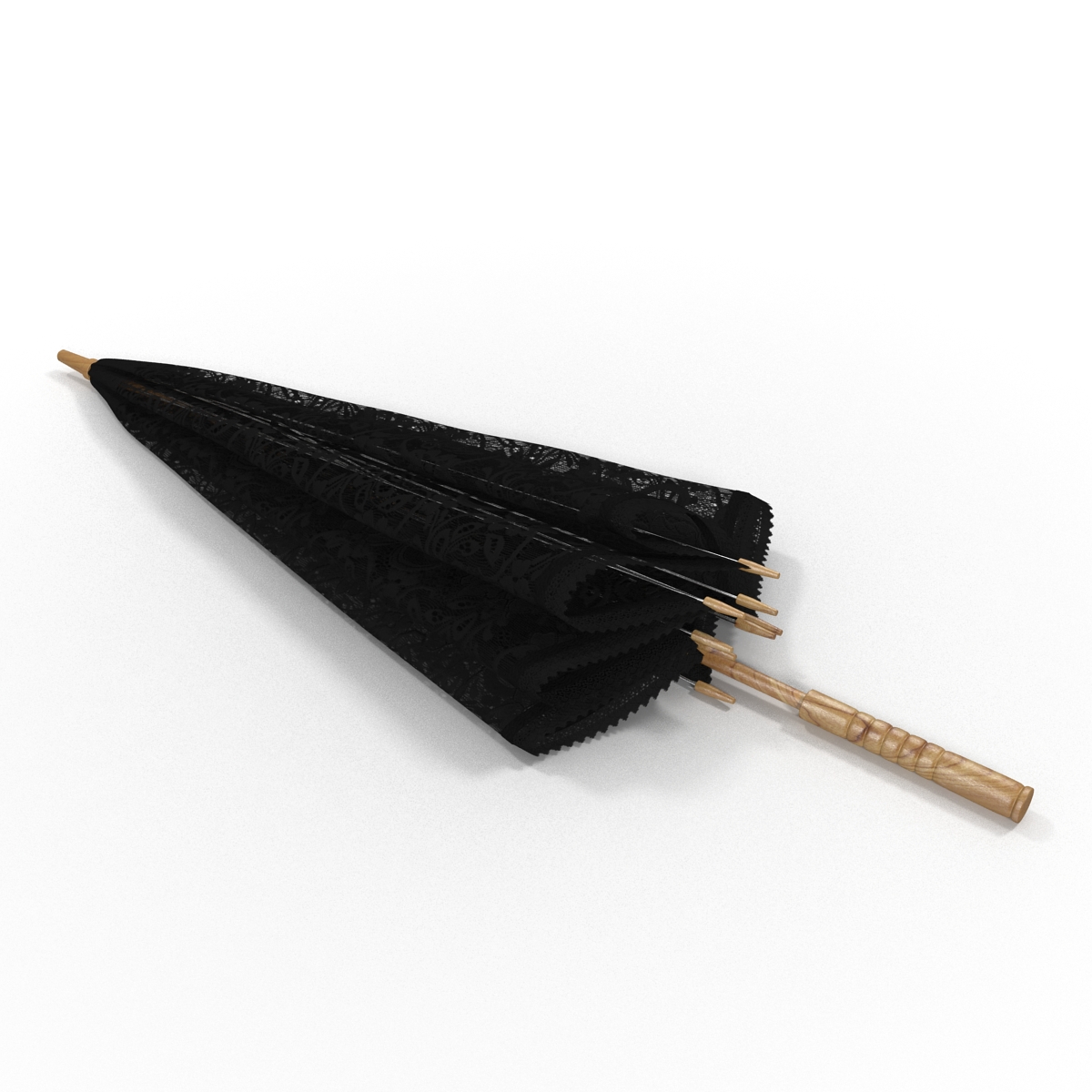 Umbrella Lace Parasol Folded Black 3D model