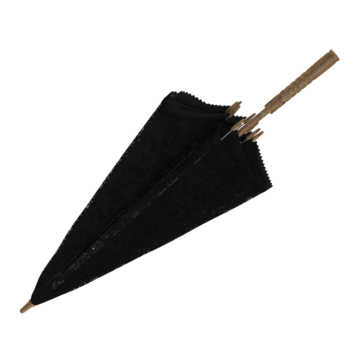 Umbrella Lace Parasol Folded Black 3D model