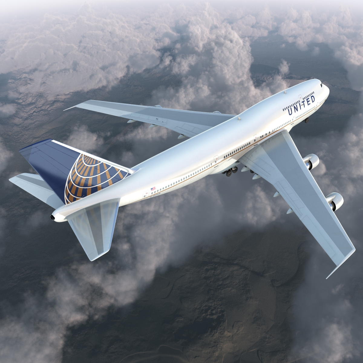 3D Boeing 747 300 United