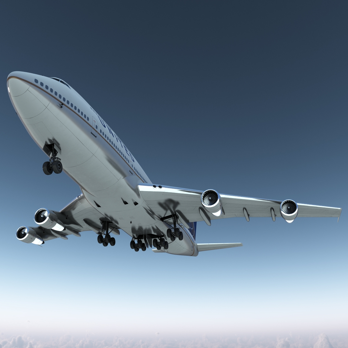 3D Boeing 747 300 United