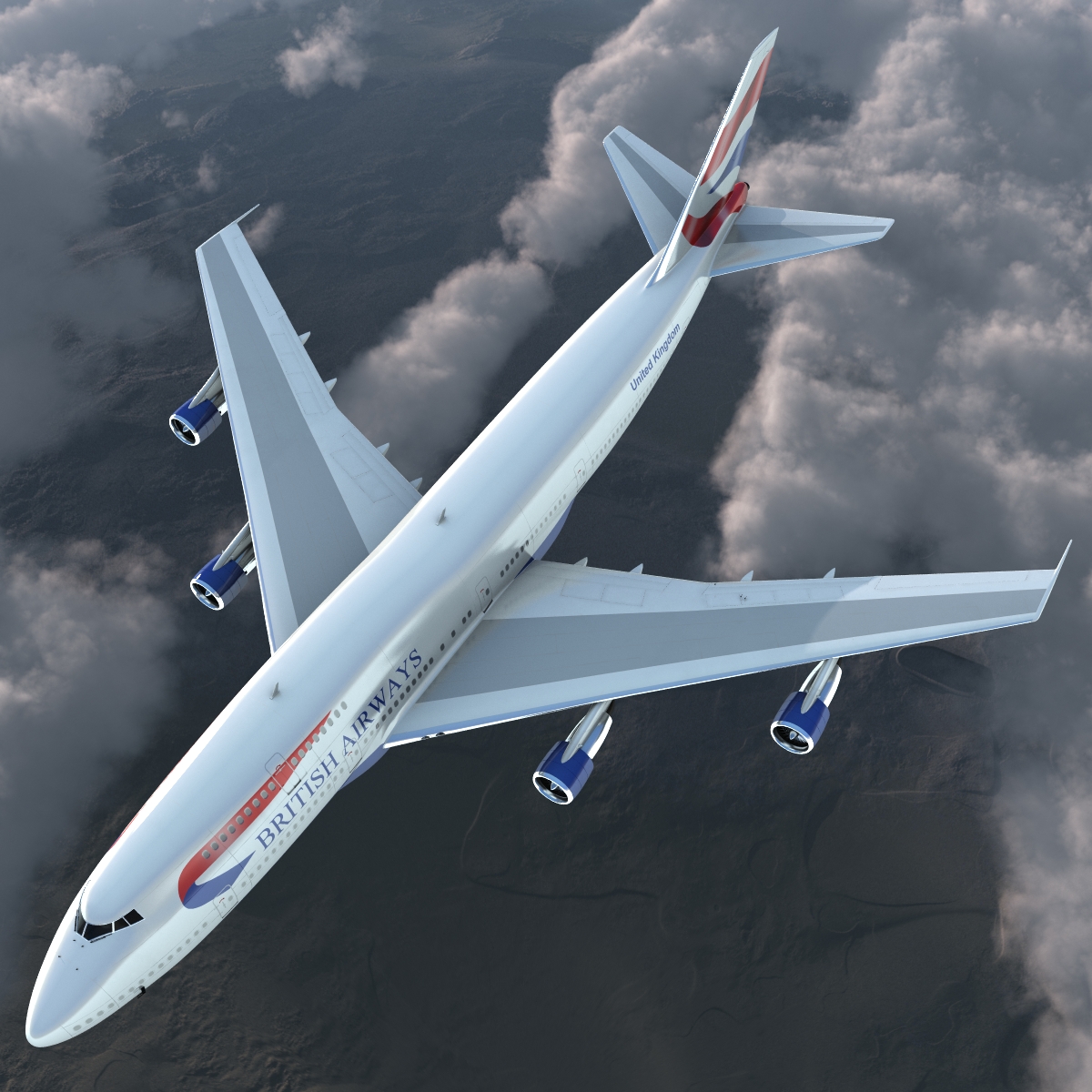 Boeing 747 300 British Airways Rigged 3D