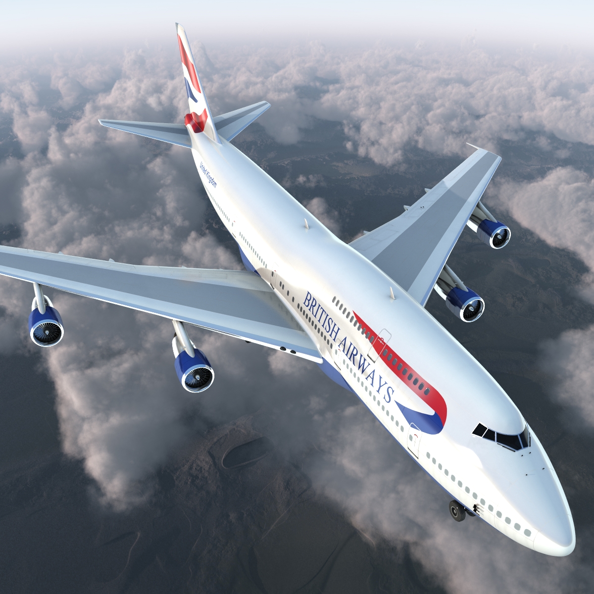 Boeing 747 300 British Airways Rigged 3D