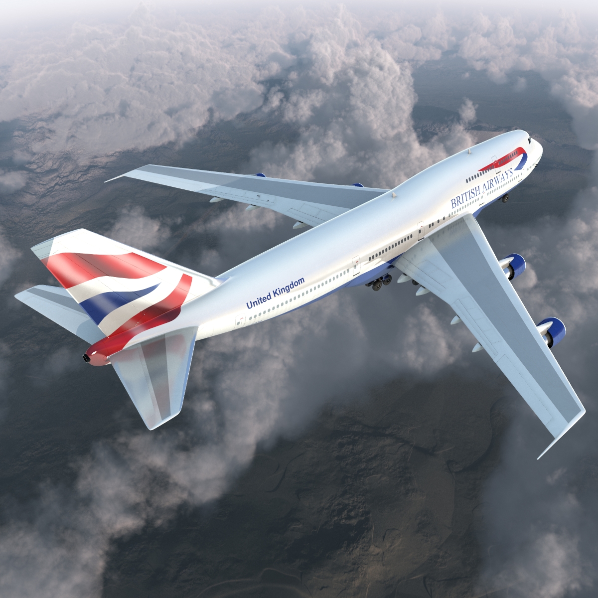 Boeing 747 300 British Airways Rigged 3D