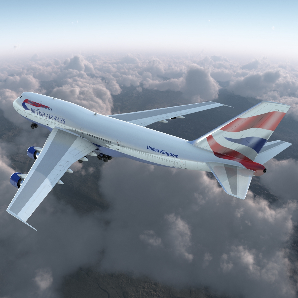 Boeing 747 300 British Airways Rigged 3D