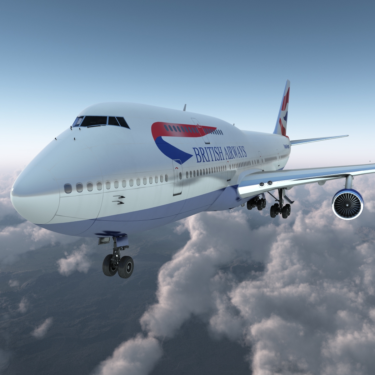 Boeing 747 300 British Airways Rigged 3D