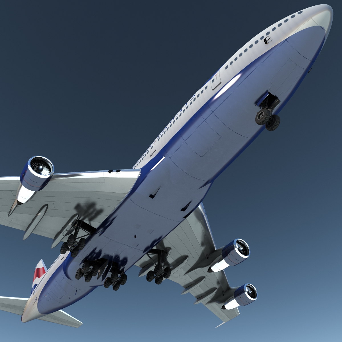 Boeing 747 300 British Airways Rigged 3D