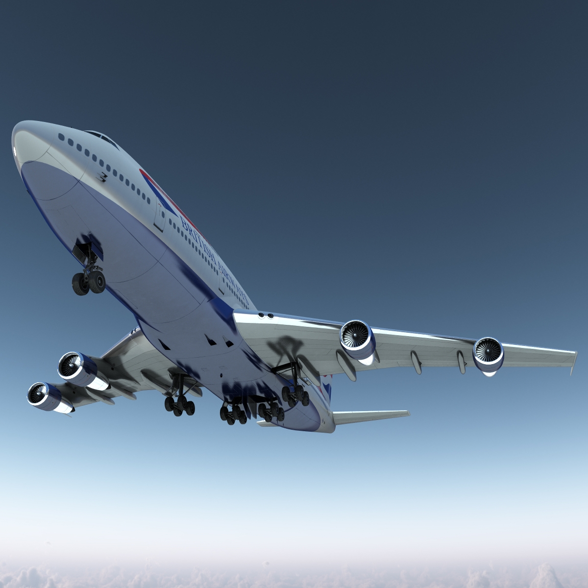 Boeing 747 300 British Airways Rigged 3D