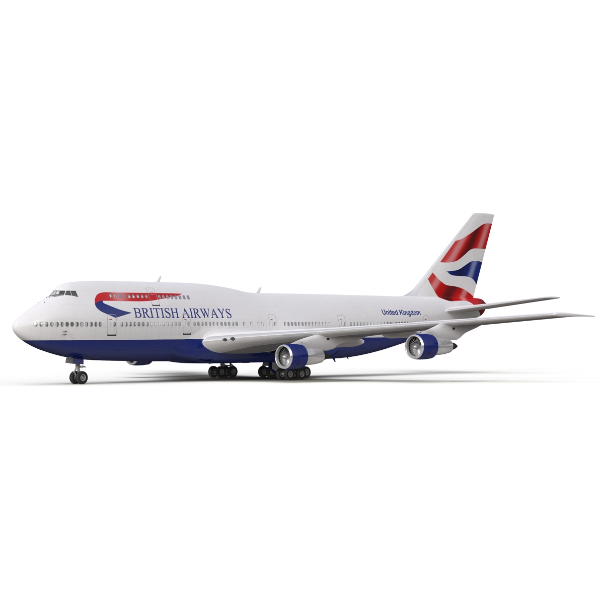 Boeing 747 300 British Airways Rigged 3D