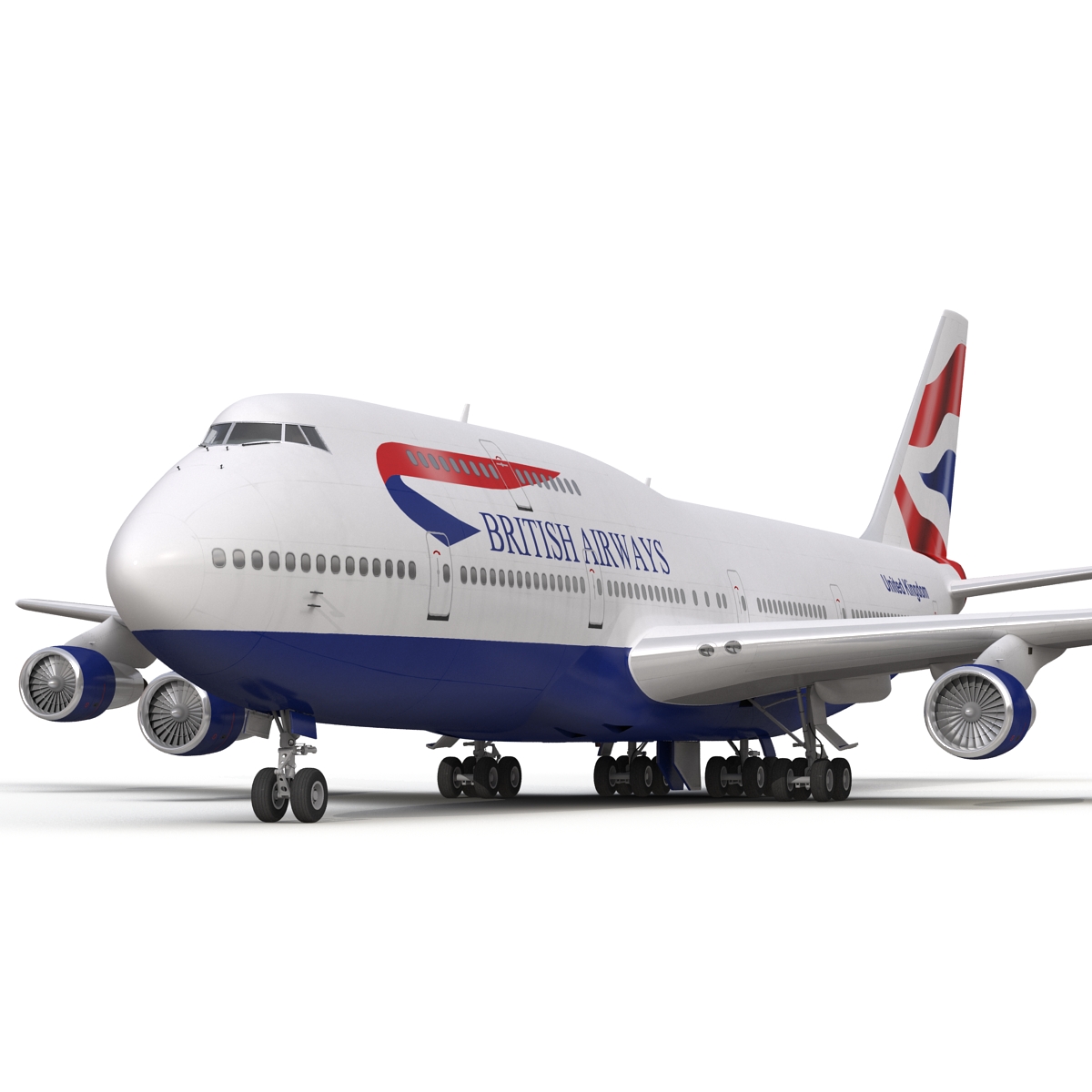 Boeing 747 300 British Airways Rigged 3D