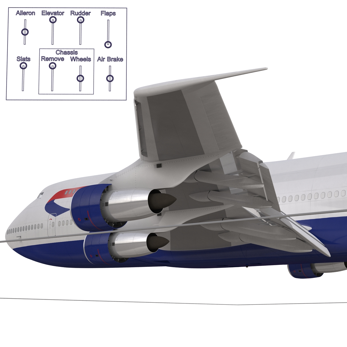 Boeing 747 300 British Airways Rigged 3D